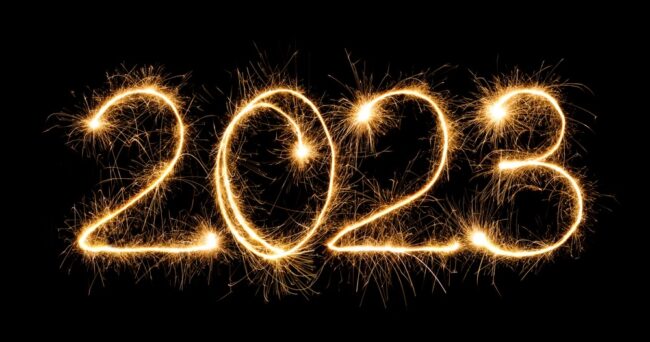 Happy,New,Year,2023.,Burning,Sparkling,Text,2023,Isolated,On